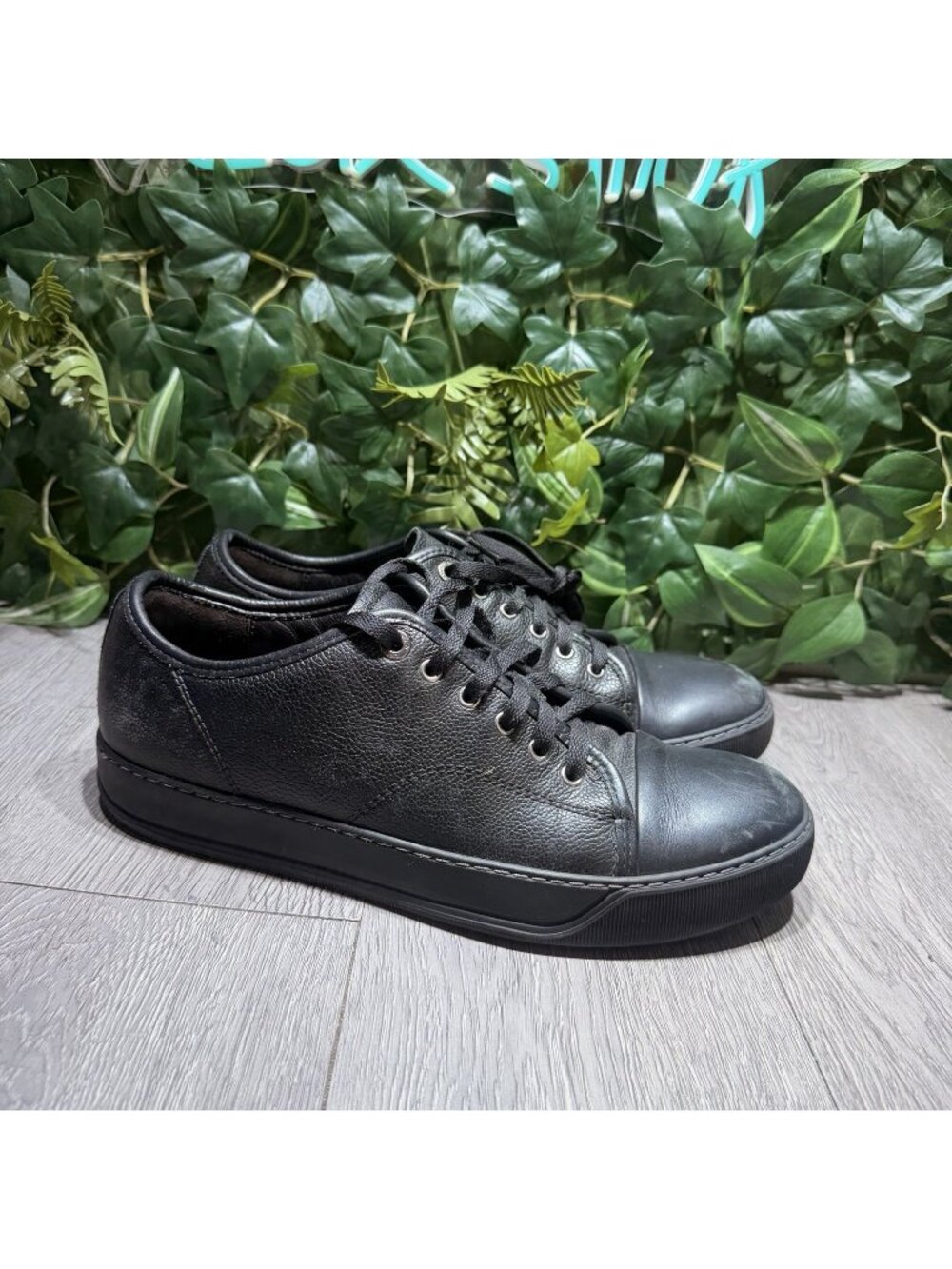 Lanvin Men’s DBB1 Luxury Designer Sneaker Sz 8 US Black Leather
